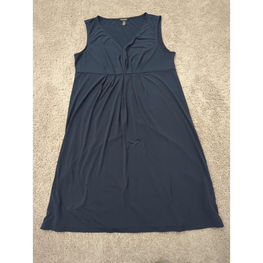 George Dress Womens XL Blue Sleeveless A-line Empire V-Neck Empire Waist Midi